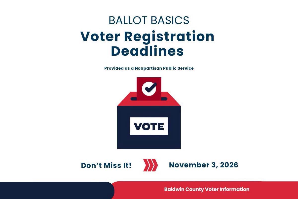 Ballot Basics voter registration deadline graphic