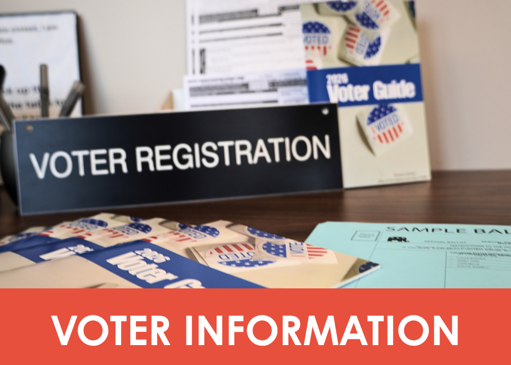 Voter registration table at registrars office in foley